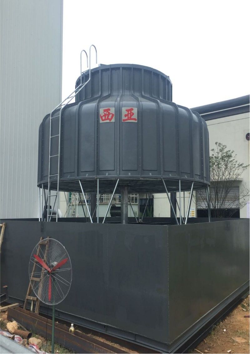 85T钢制水箱和逆流式圆形玻璃钢冷却塔BND-500-YB
